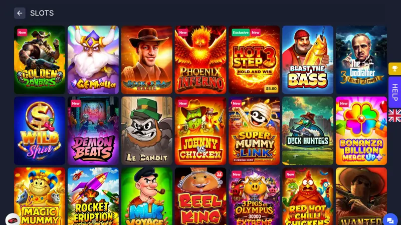 Screenshot of the BitStarz slots lobby with the pokies tabs and the search box